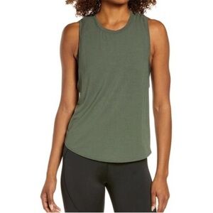 Good American Olive Green High Back Loose Fit Racerback Tank Top
